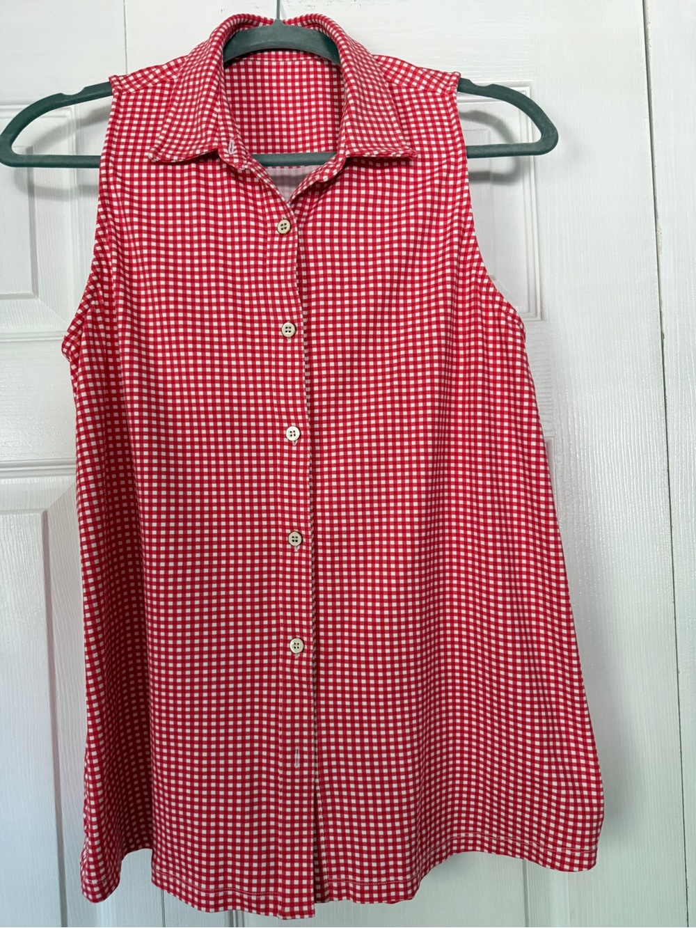 J. McLaughlin Pink and White Gingham Button-Front Top